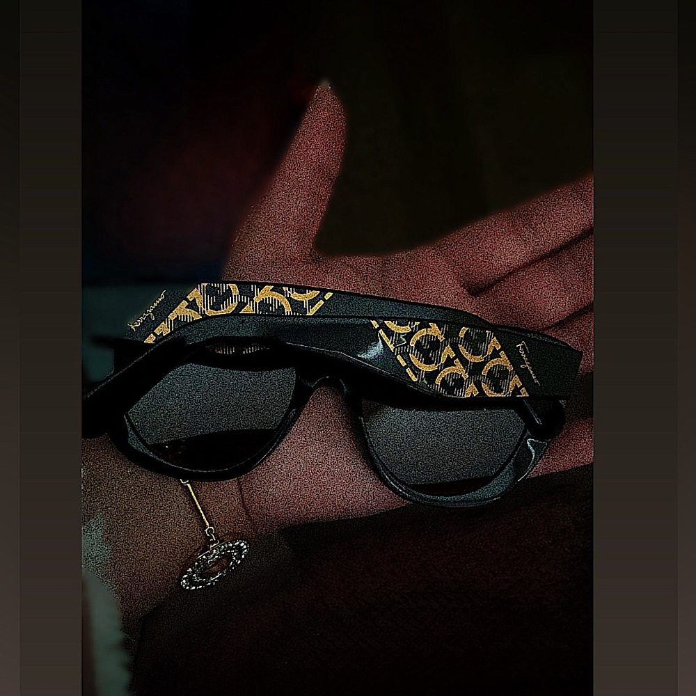 Stylish Black & Gold Salvatore Ferragamo Sunglasses